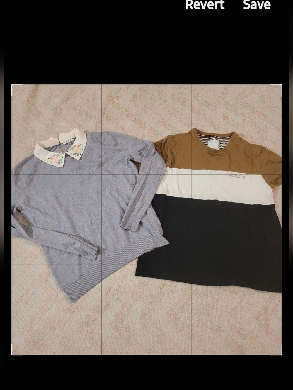 Milano Light Gray Sweater with Embroidered Peter Pan Collar And Tshirt.